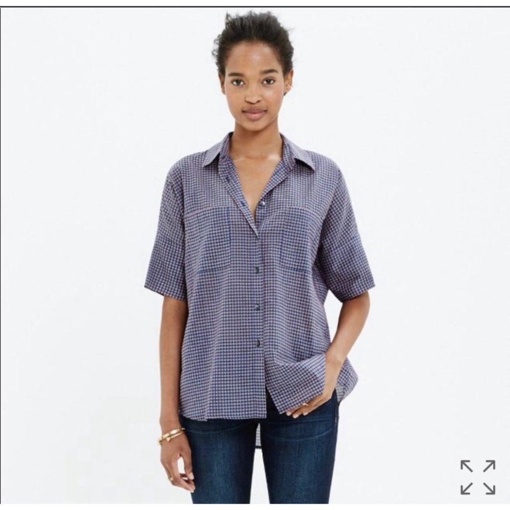 Madewell Blue Checkered Button Down Shirt